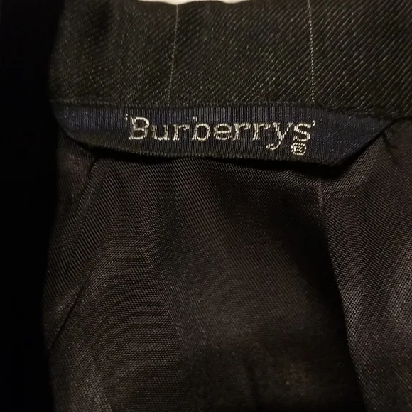 Burberry Blazer Jacket Mens 42 Wool Black Striped Vintage